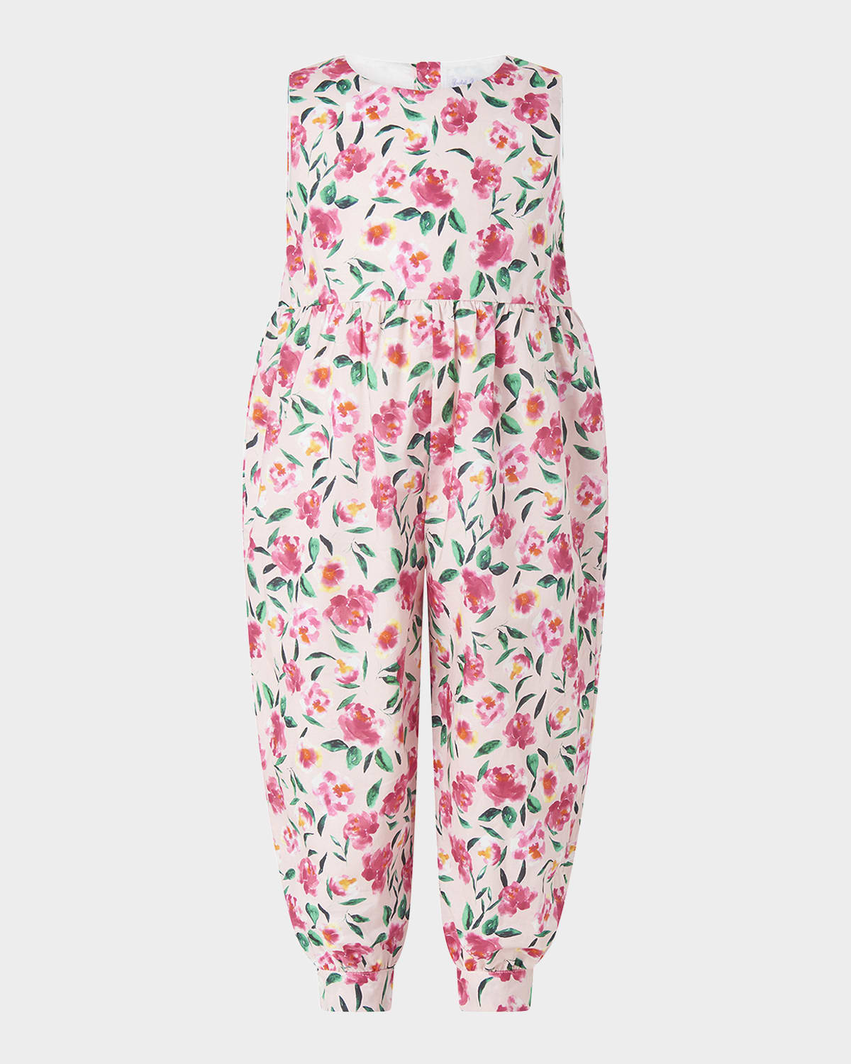 Rachel Riley Girl's Posy Floral Sleeveless Jumpsuit In Pink