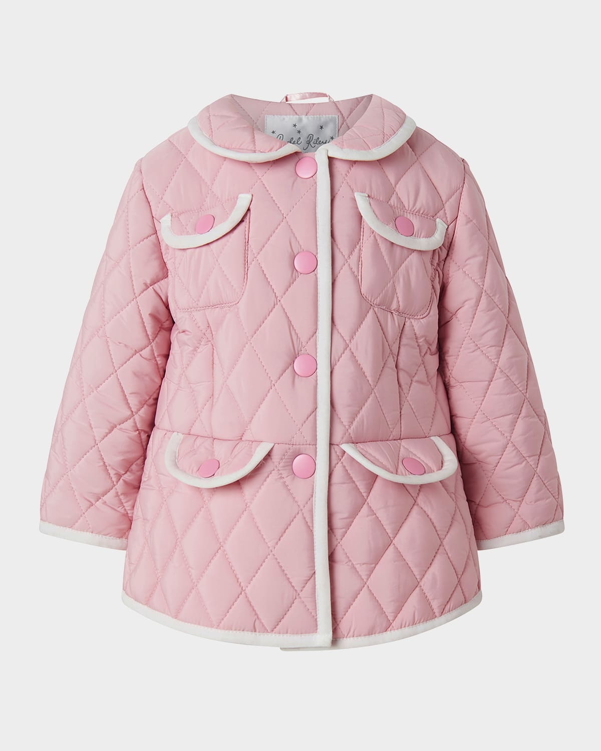 Shop Rachel Riley Girl's Two-tone Quilted Jacket In Pink