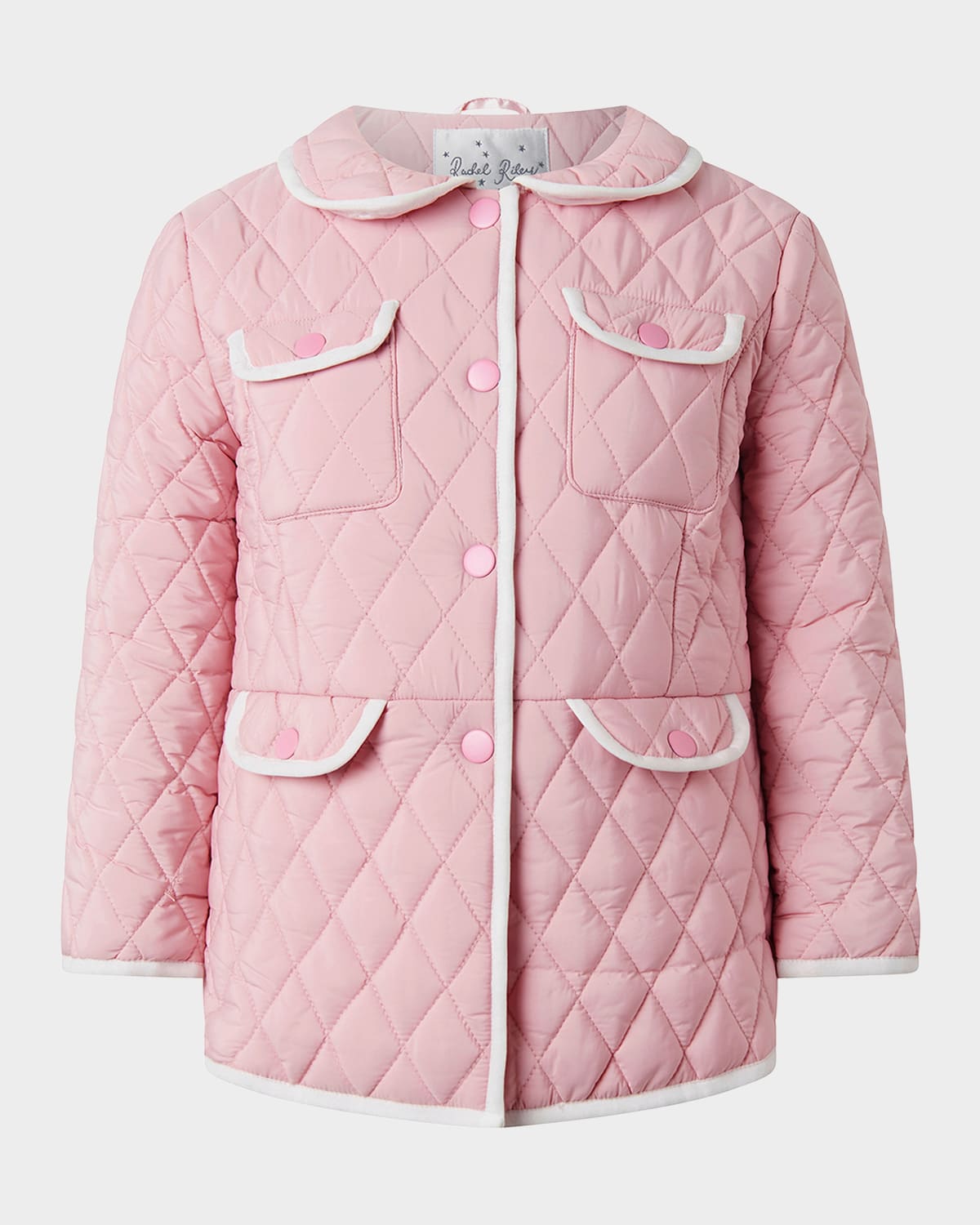 Shop Rachel Riley Girl's Two-tone Quilted Jacket In Pink