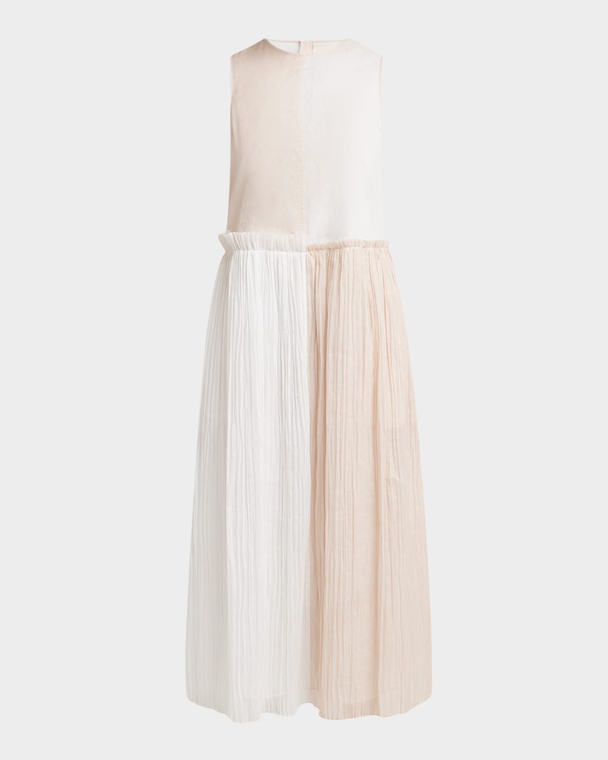 Jil Sander Pleated Cotton Organza Muslin Midi Dress In White
