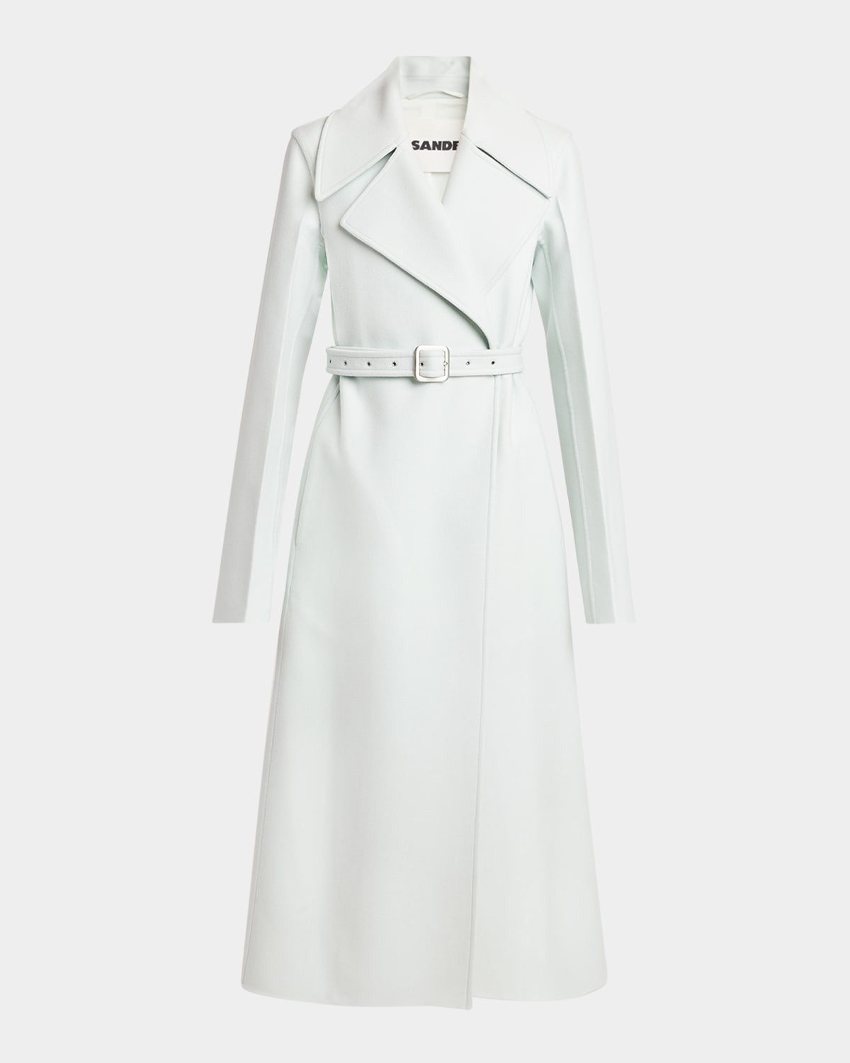 Jil Sander Belted Cashmere Double-breasted Long Coat In White