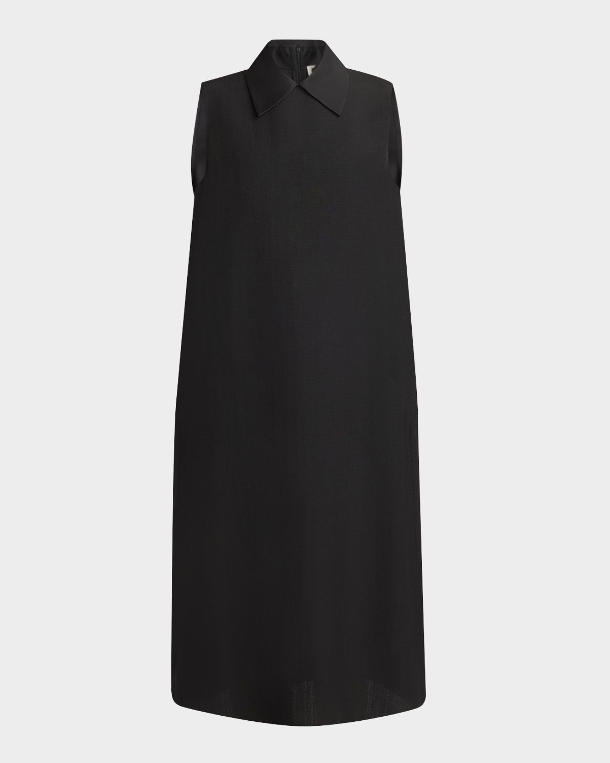 Jil Sander Mixed-media Sleeveless Collared Midi Dress In Black