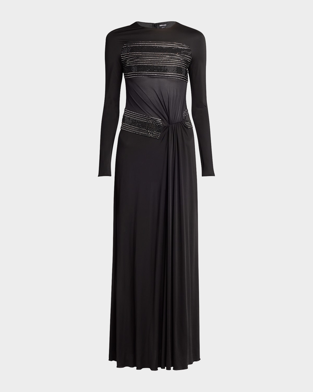 Giorgio Armani Crystal Sheer Midriff Jersey Gown