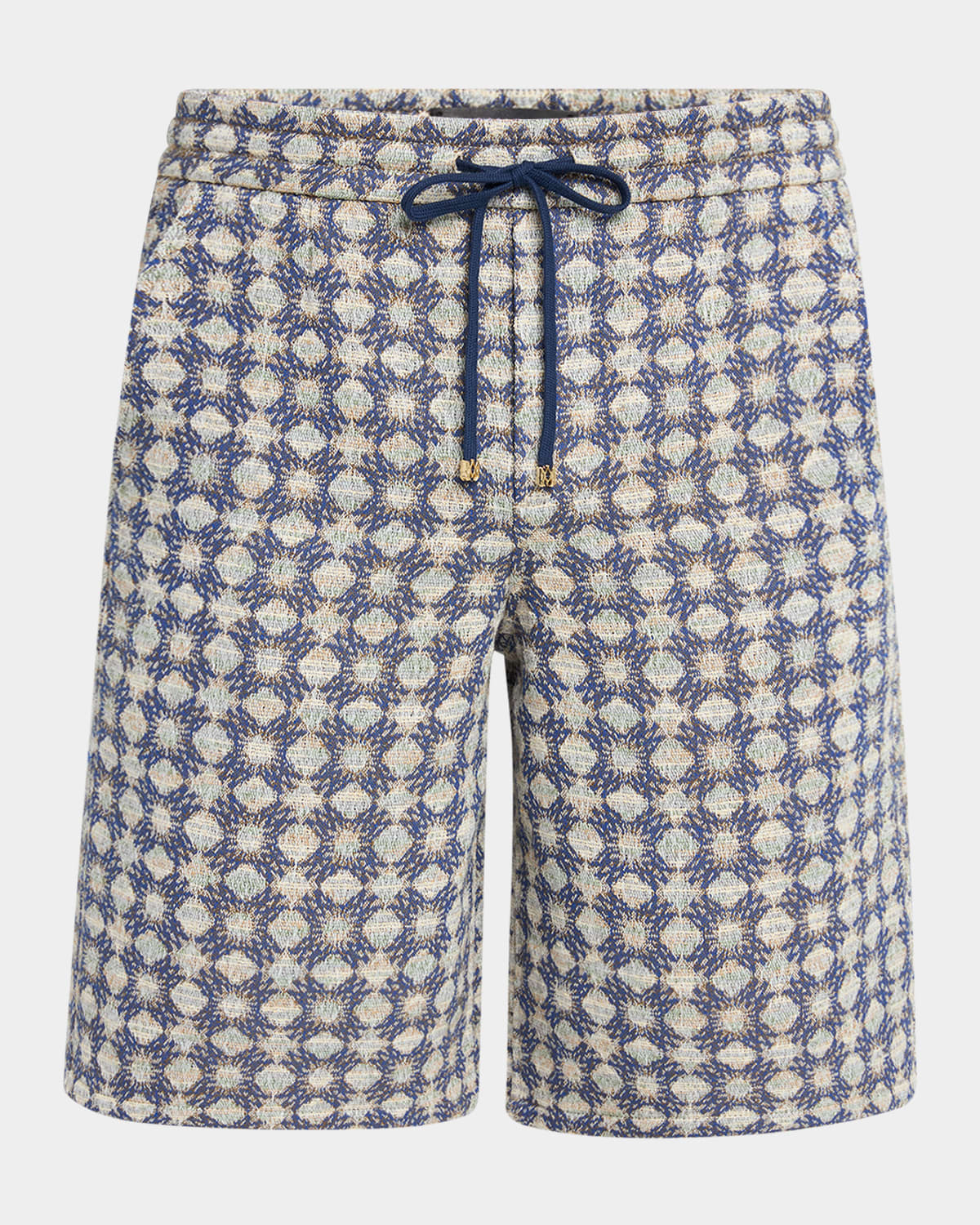 Amiri Geometric-pattern Drawstring Shorts In Blue