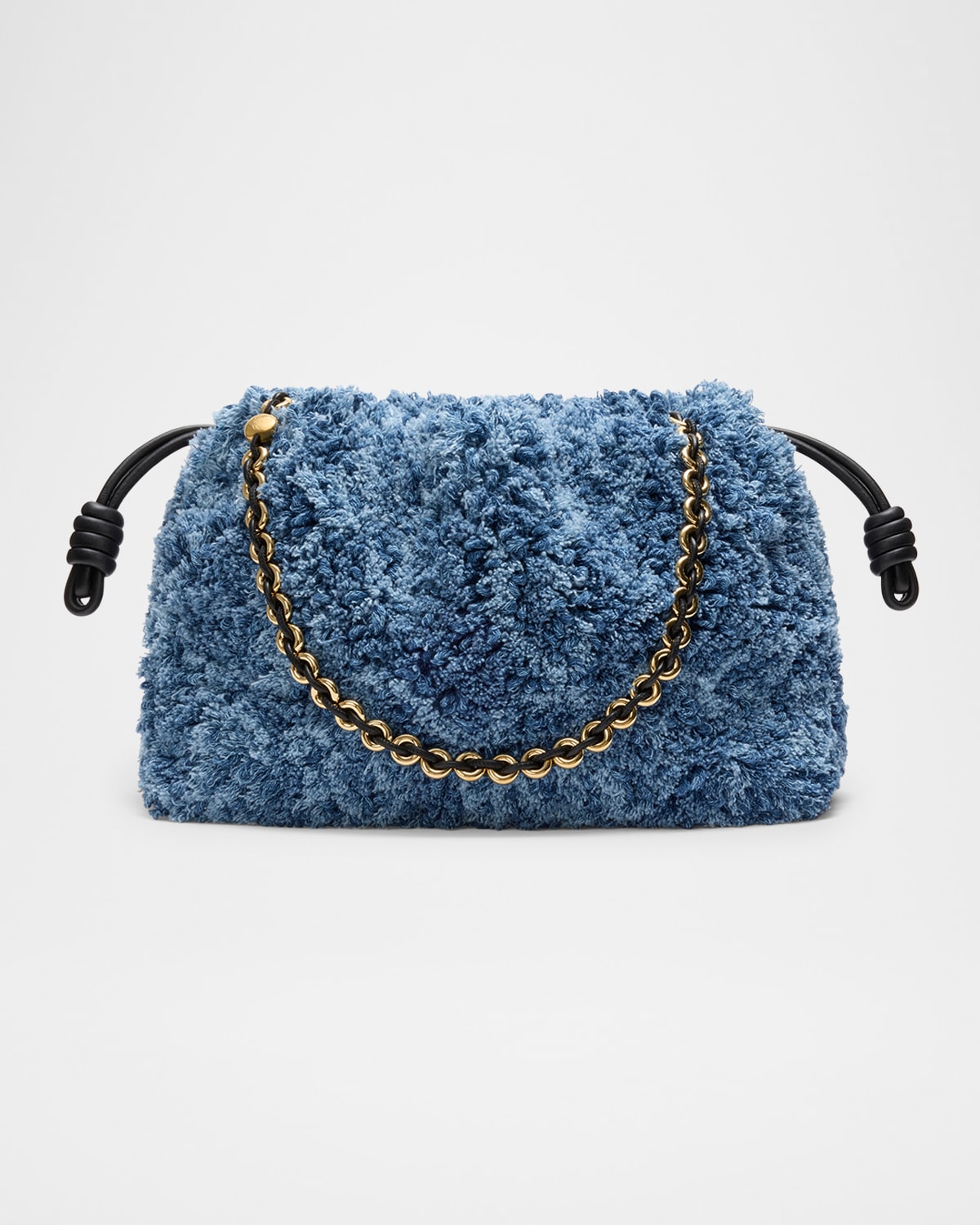 LOEWE X PAULA'S IBIZA MEDIUM FLAMENCO SHOULDER BAG IN FLUFFY DENIM 