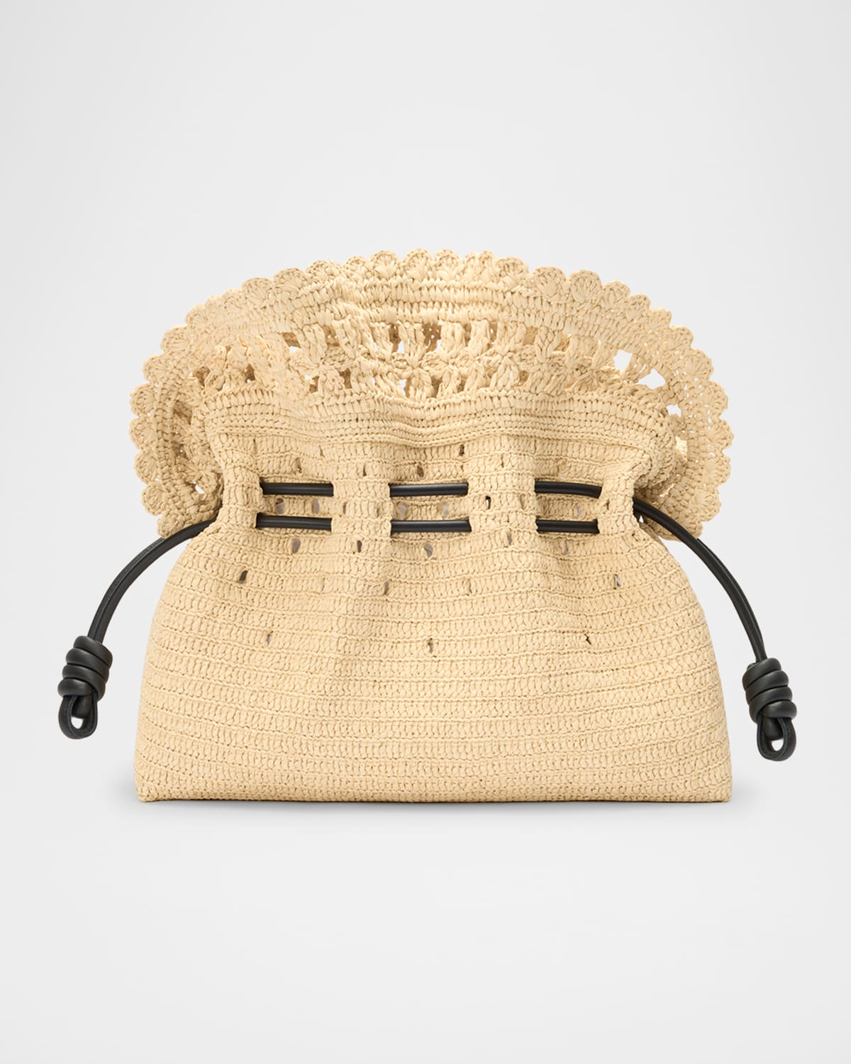 Loewe X Paula's Ibiza Flamenco Medium Ruffled Clutch Bag In Raffia
