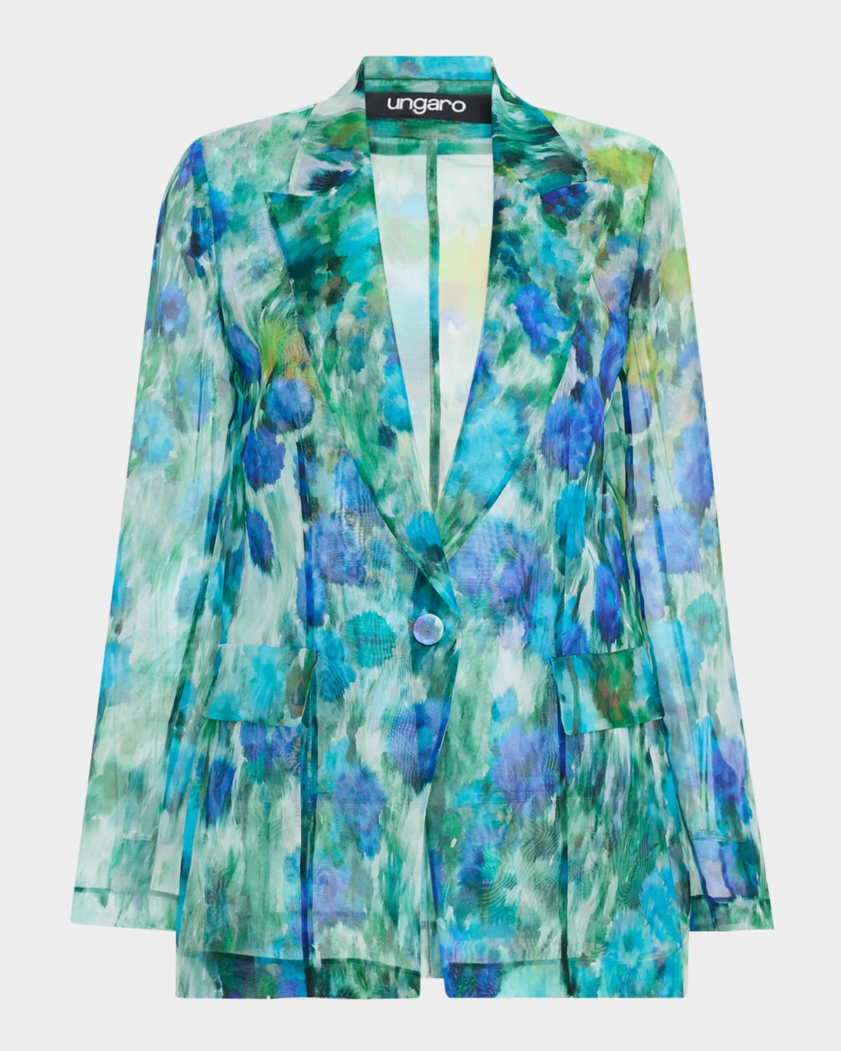 UNGARO AIMEE SHEER FLORAL-PRINT JACKET 