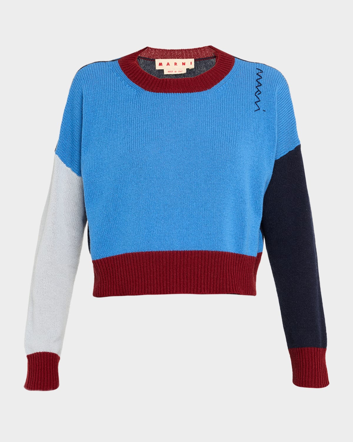 Colorblock Cashmere Crewneck Sweater