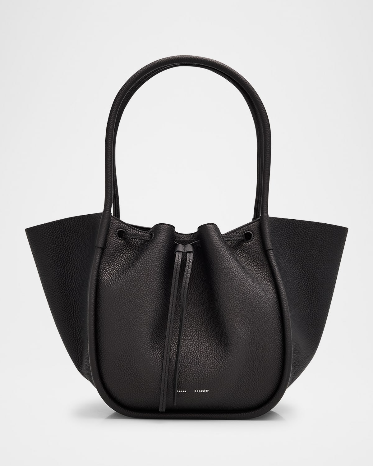 Large Ruched Pebbled Calfskin Tote Bag