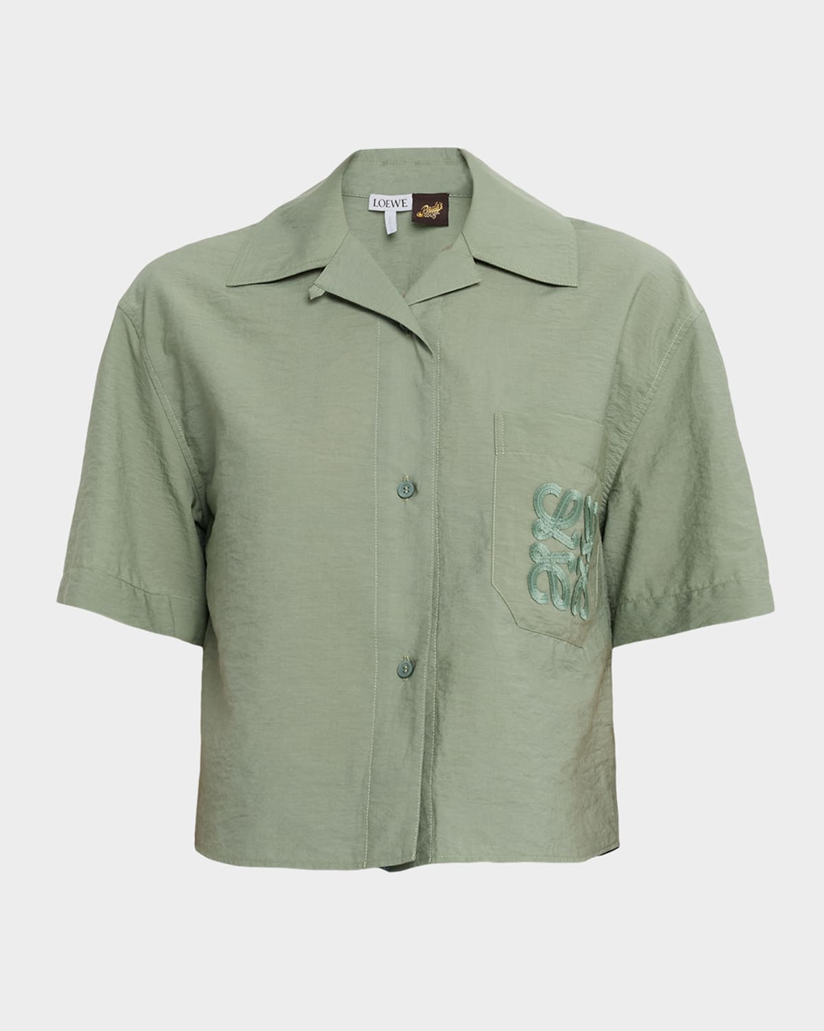 Loewe Cotton Blend Short Sleeve Shirt Shirts Green In Green