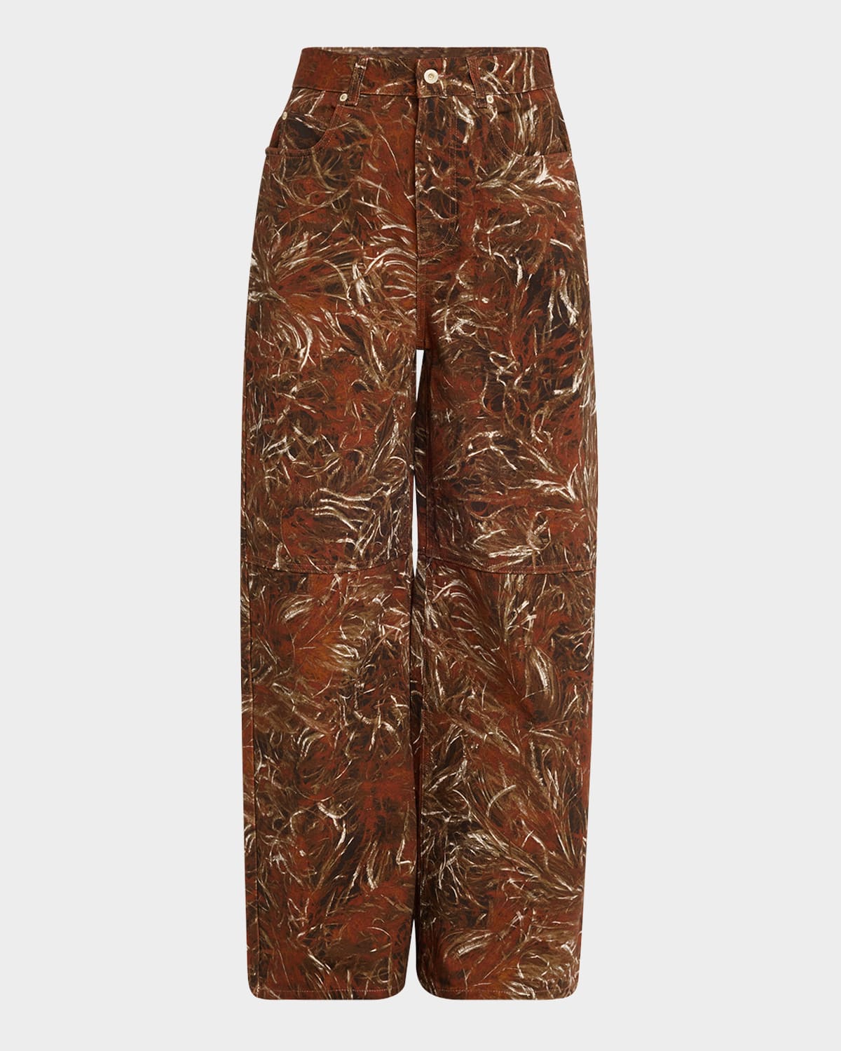 Loewe Feather Printed Denim Wide-leg Pants