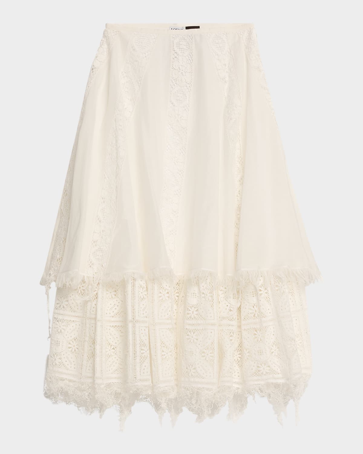 Loewe Lace-inset Layered Midi Skirt