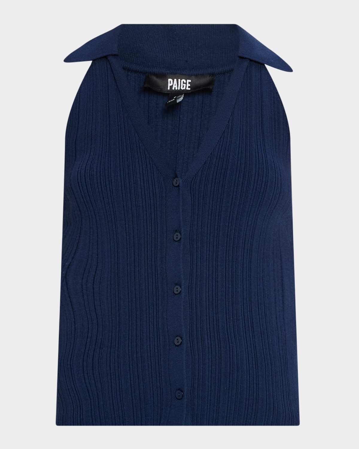 PAIGE NOELLIA PLEATED KNIT POLO TANK TOP 