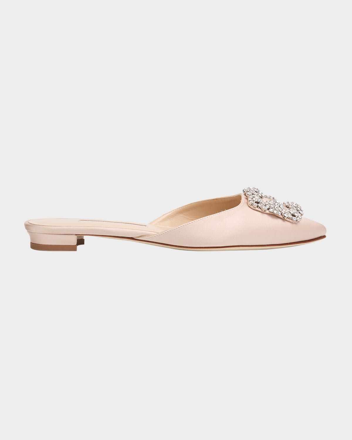 Manolo Blahnik Hangisi Satin Ballerina Flats In Brown