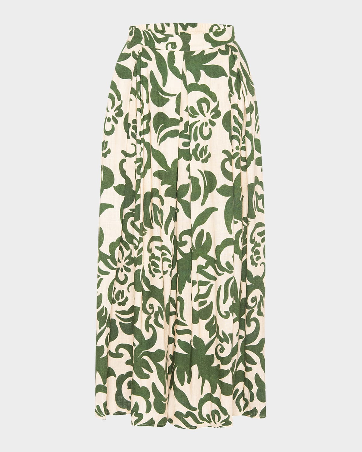Misa Aggie Pleated Midi Skirt In Green