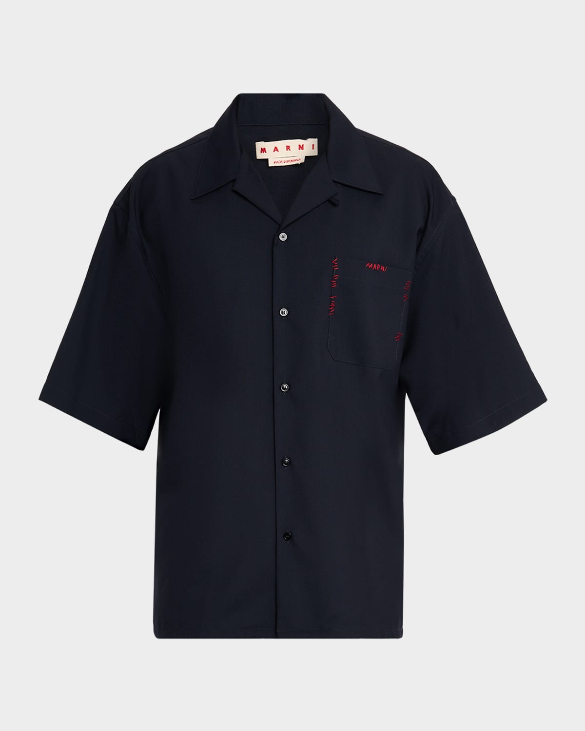 Men's Suiting Wool Mending Stitch Camp Shirt