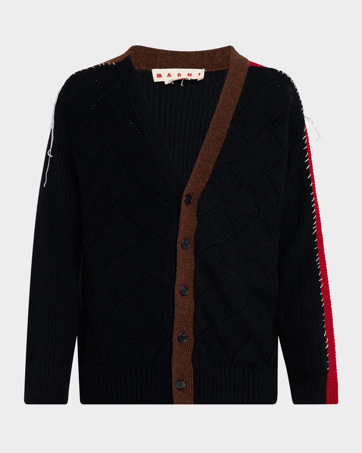 Marni Mended Colorblock Cardigan In Black