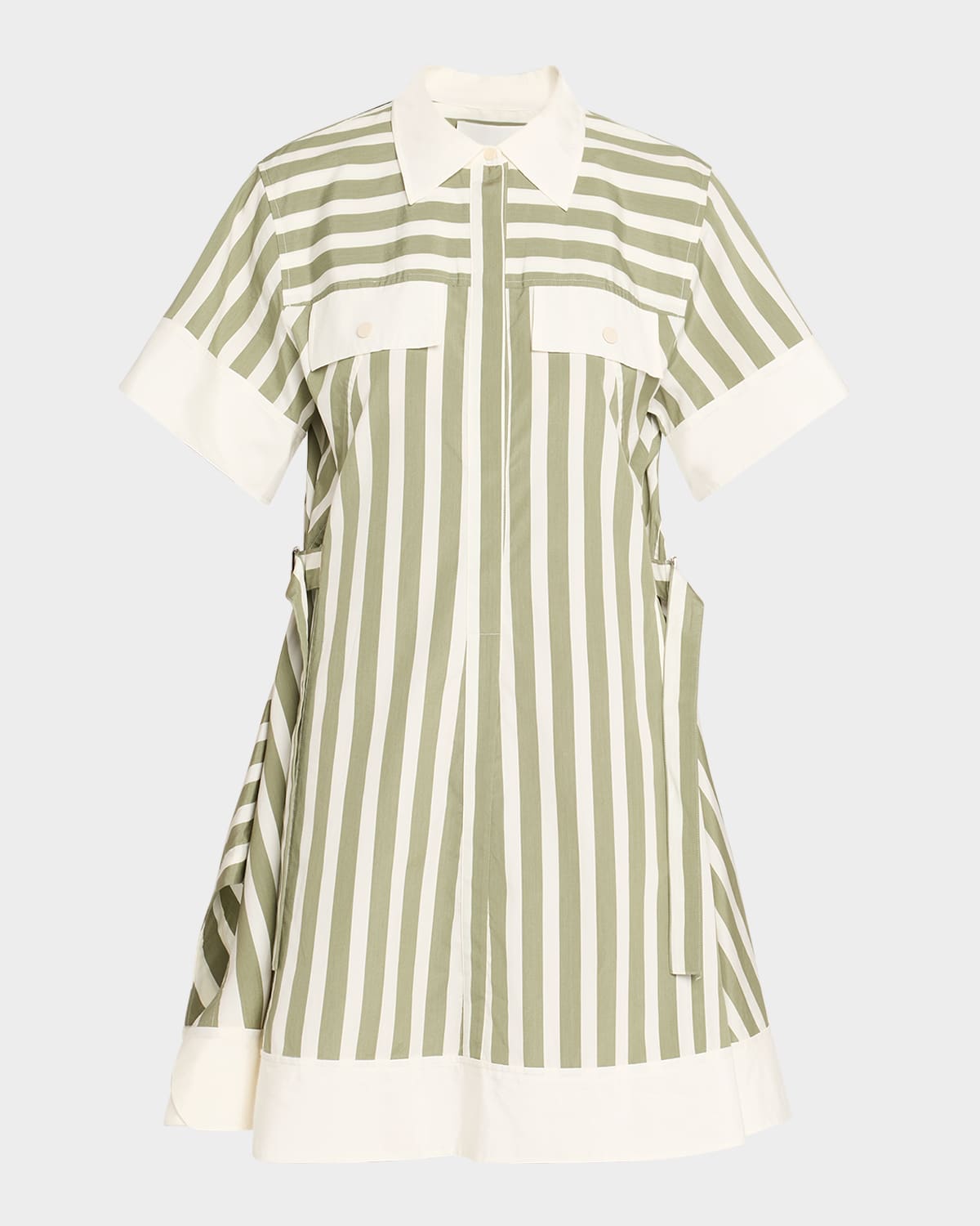 Stripe Short-Sleeve Shirt Dress