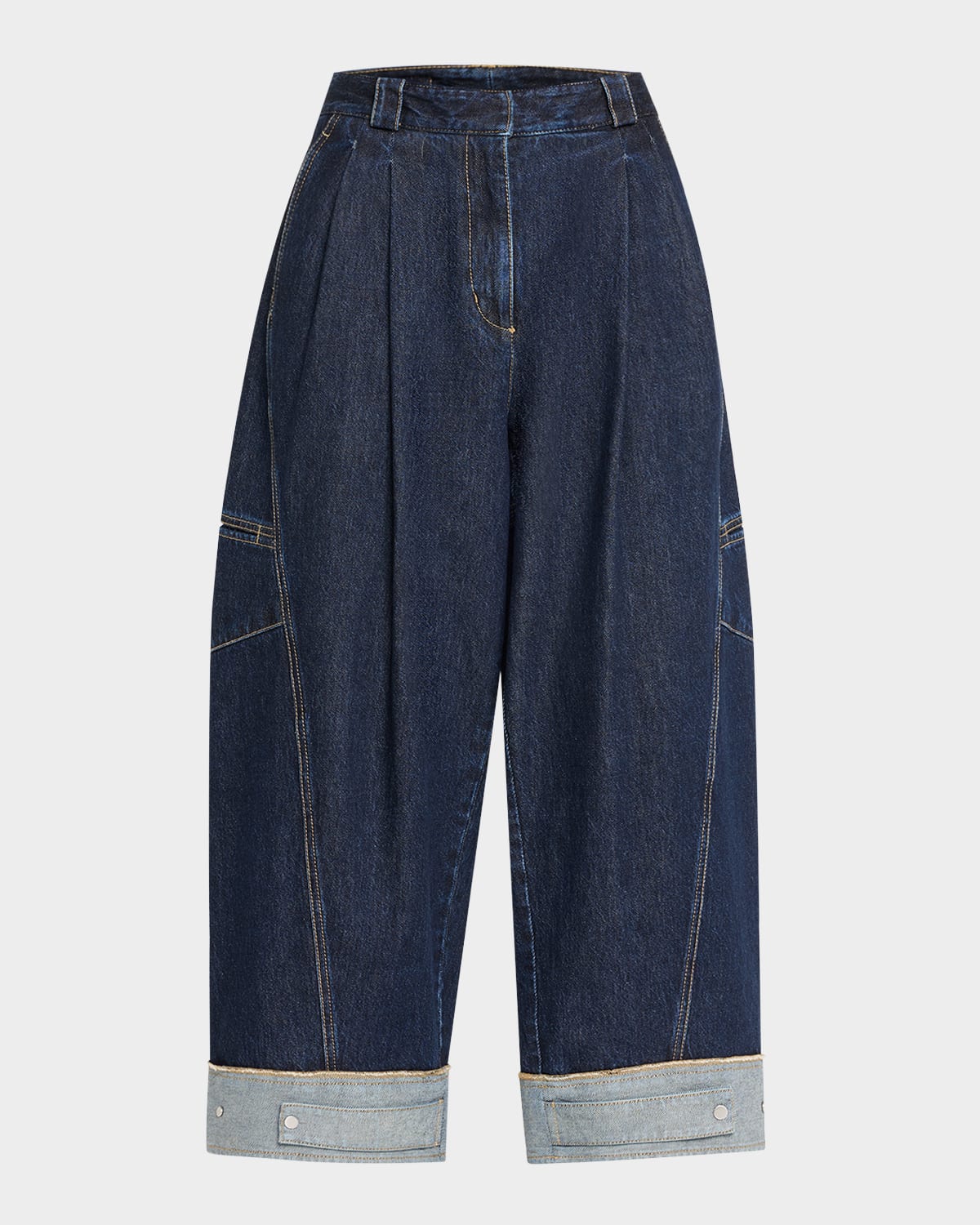 Curved Wide-Leg Cropped Jeans