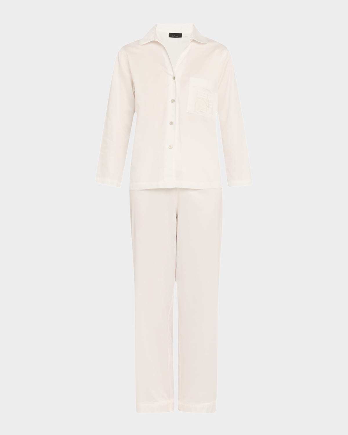 Natori Cropped Cotton Sateen Pajama Set In White