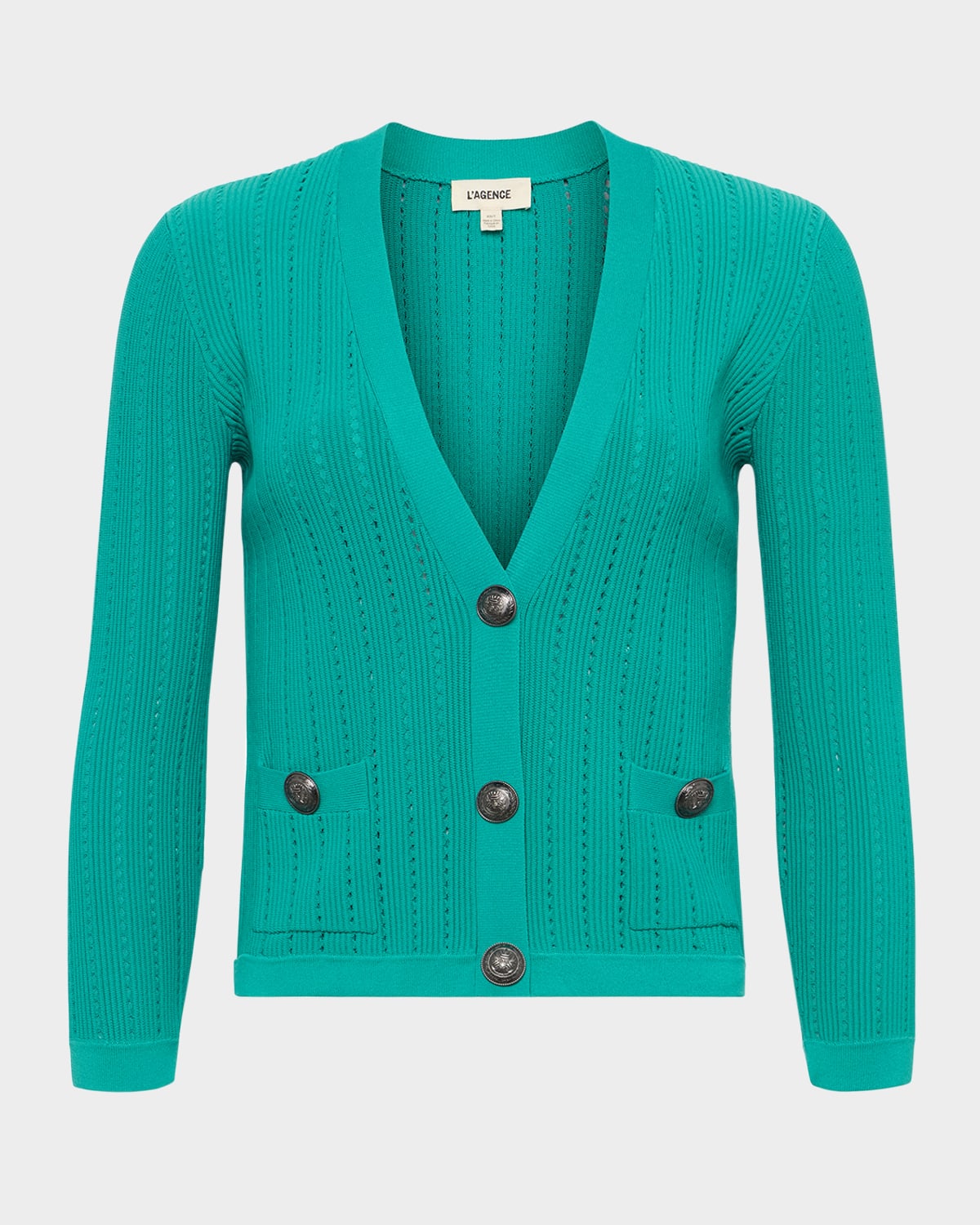 L Agence Irvin Pointelle Cropped Cardigan