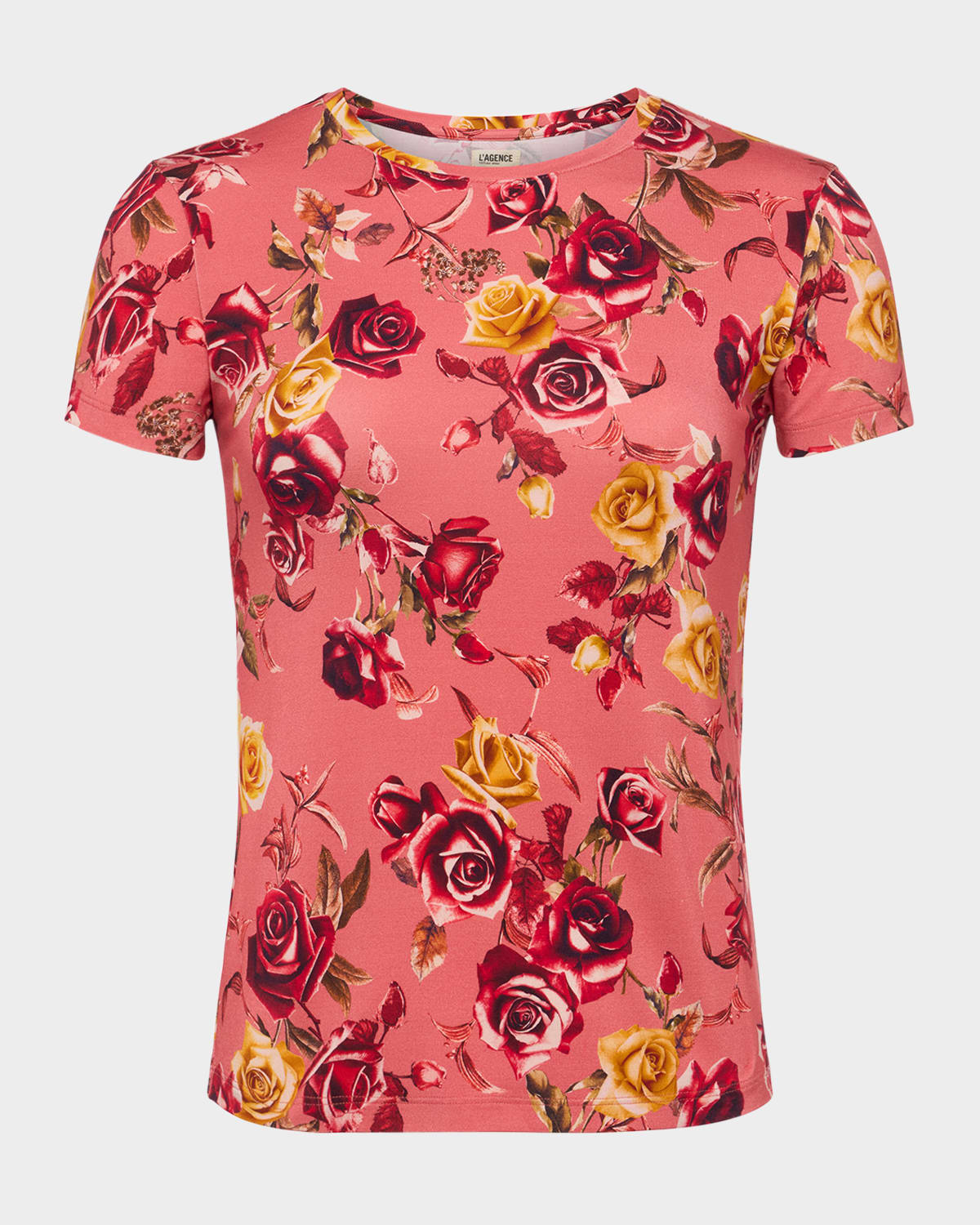 L Agence Ressi Short-sleeve Western Rose Tee In Pink