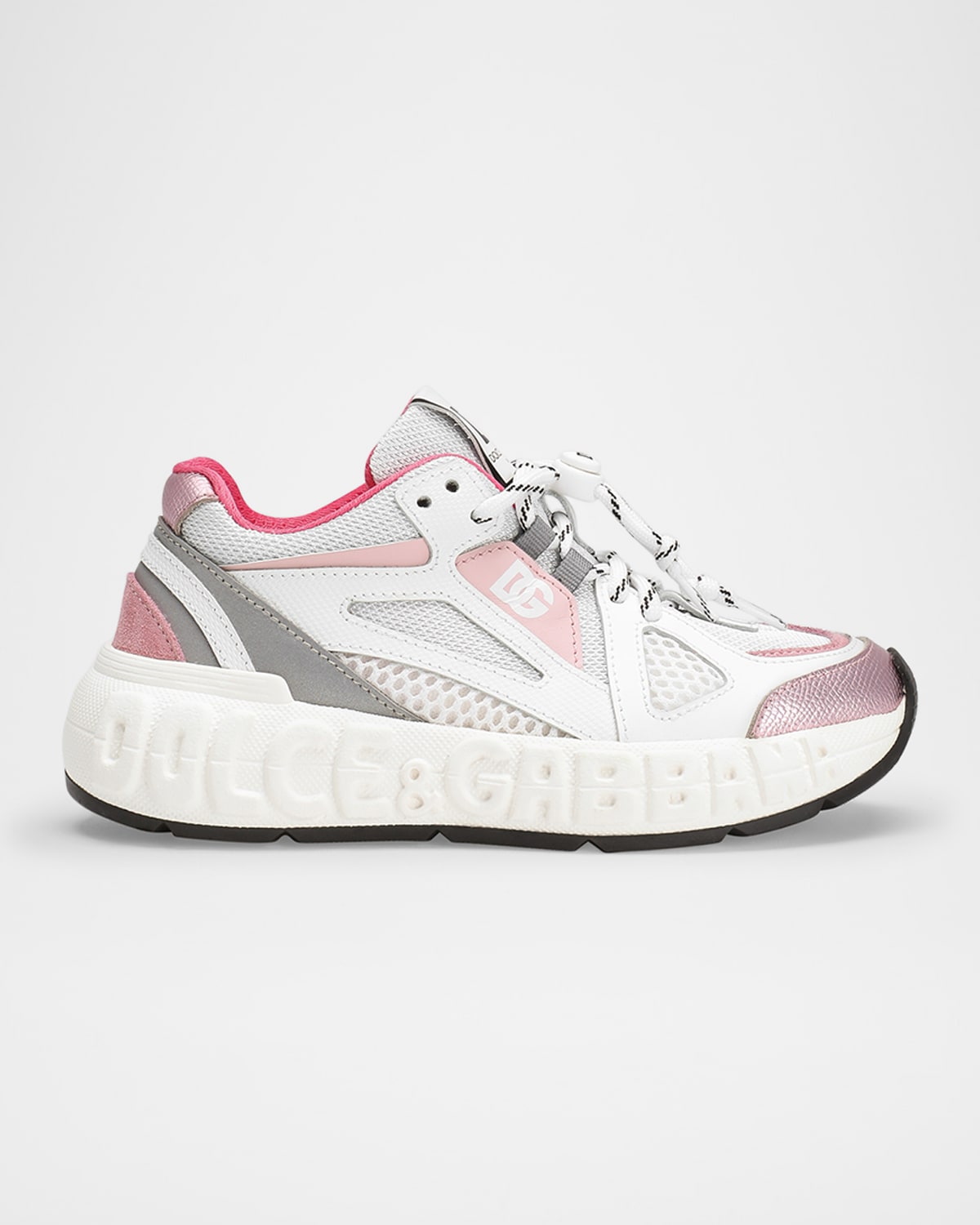 Dolce & Gabbana Kid's Reflective Mixed Media Sneakers, Kids