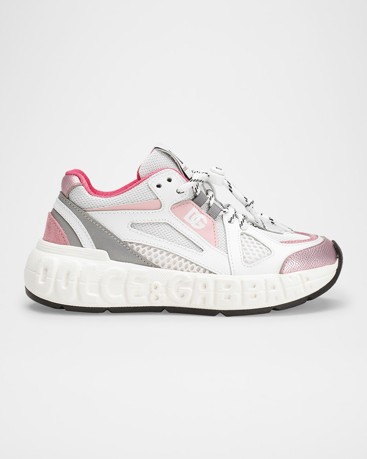 Dolce & Gabbana Kid's Reflective Mixed Media Sneakers, Kids