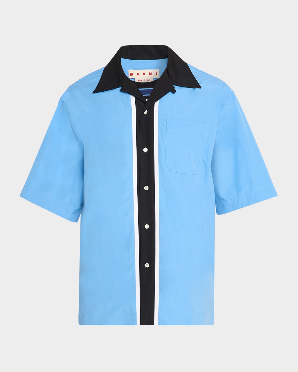 Men's Vertical Stripe Cotton Bowling Shirt