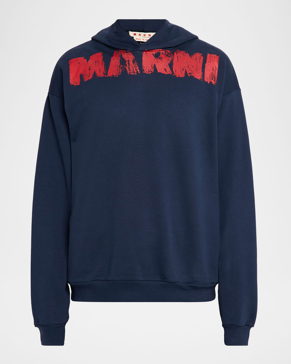 Marni Men's Spray Paint Logo Oversized Hoodie In Blue