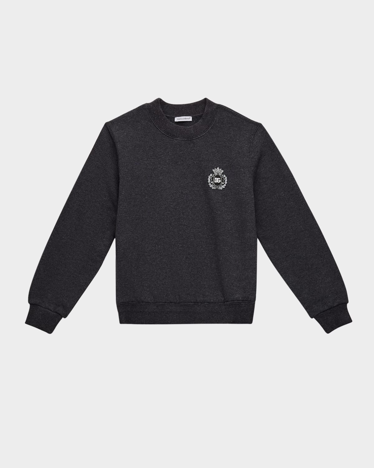 Dolce & Gabbana Boy's Crewneck Sweatshirt W Crest Patch In Gray