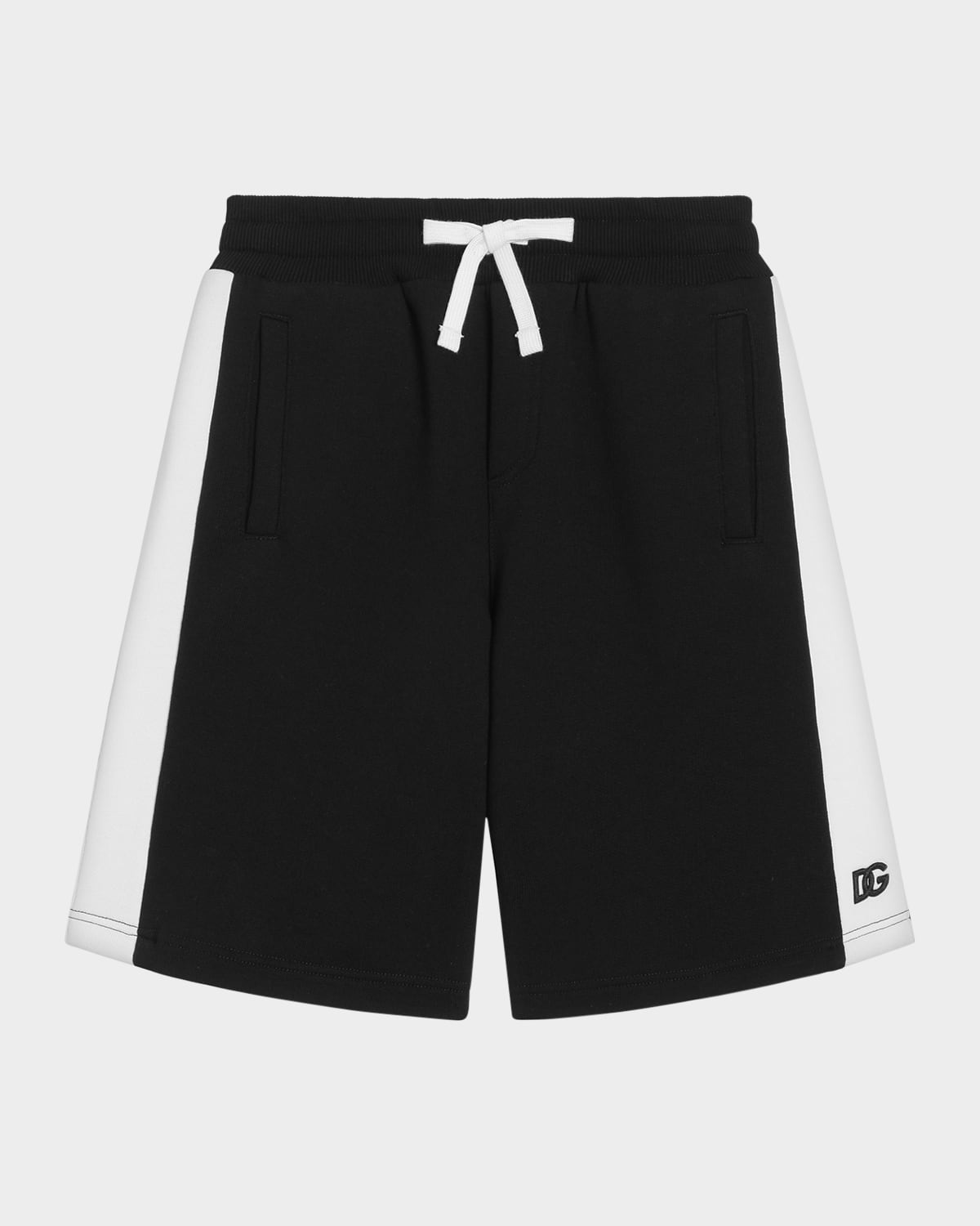 Dolce & Gabbana Boy's Dg Fleece Shorts With Side Stripes In Black