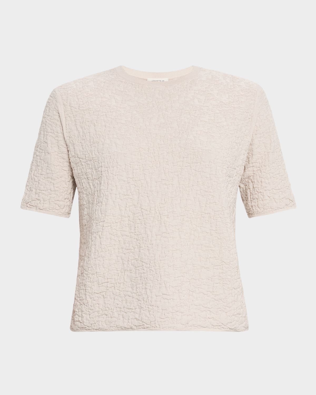 Lafayette 148 New York Textured Jacquard Short Sleeve Crewneck Sweater
