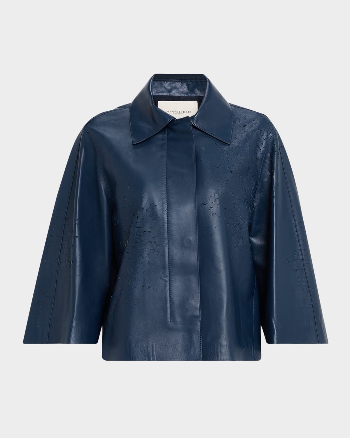 Cropped Laser-Cut Leather Jacket