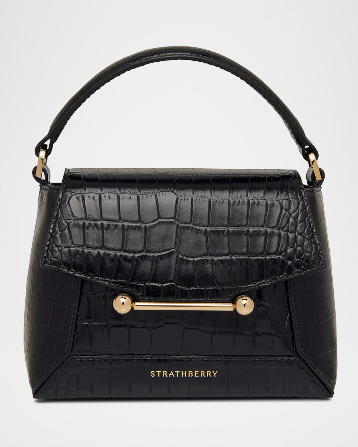 STRATHBERRY Mosaic Croc-Embossed Leather Top-Handle Bag