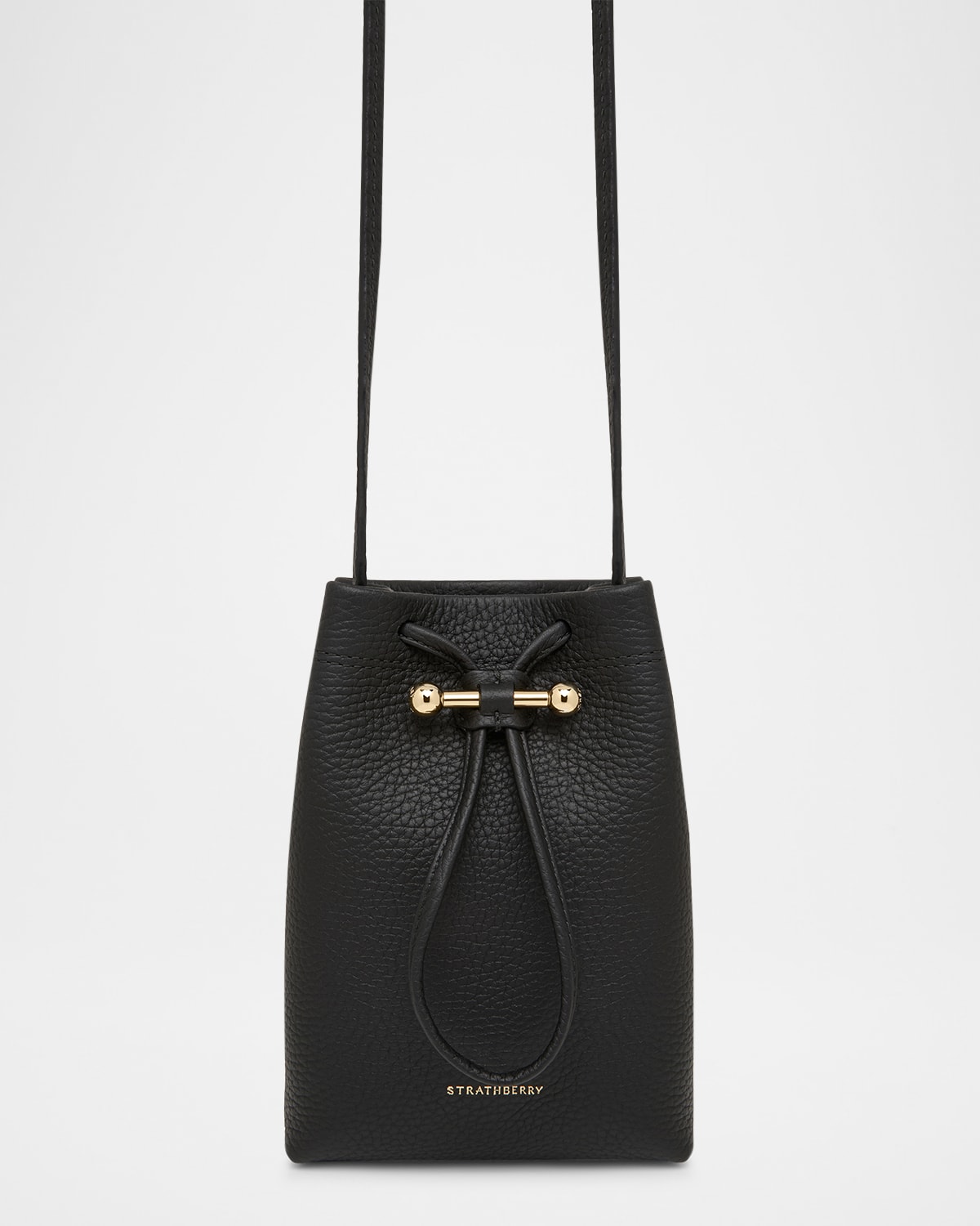 Strathberry Osette Drawstring Leather Crossbody Pouch Bag