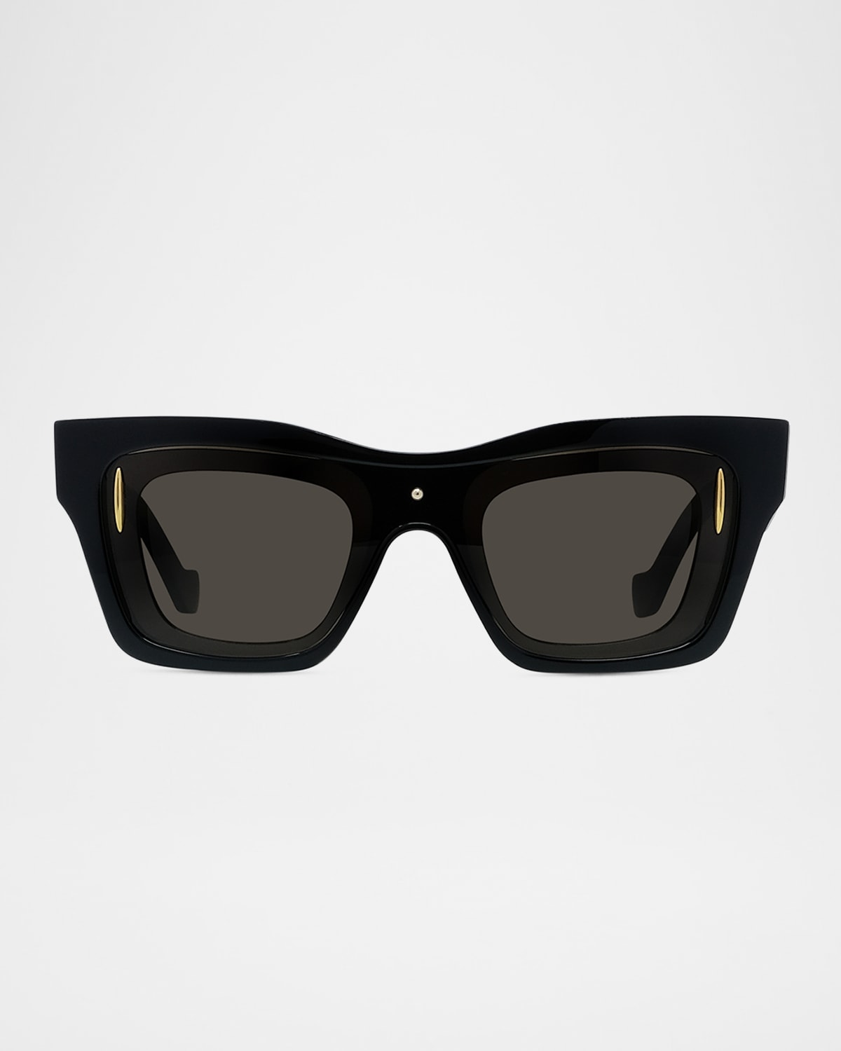 Loewe Men's Signature Layered Acetate Rectangle Sunglasses In Shiny Blackbrown