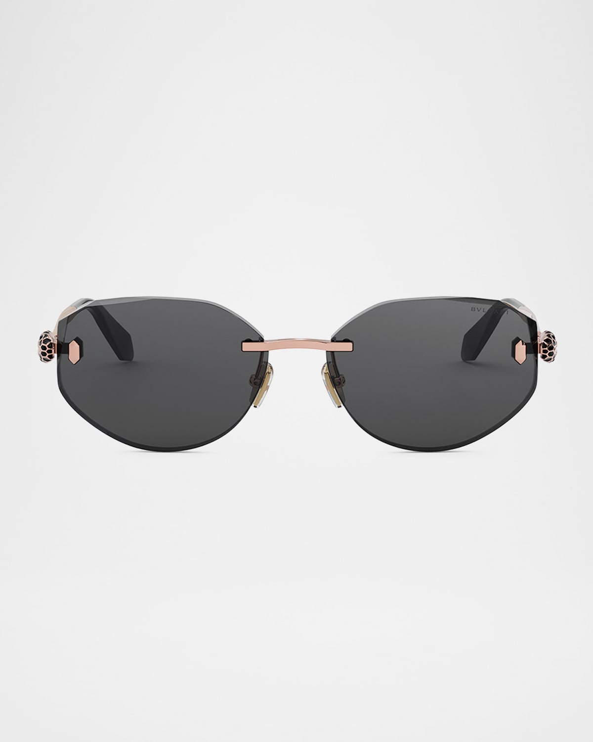 Serpenti Forever Rimless Oval Metal Sunglasses