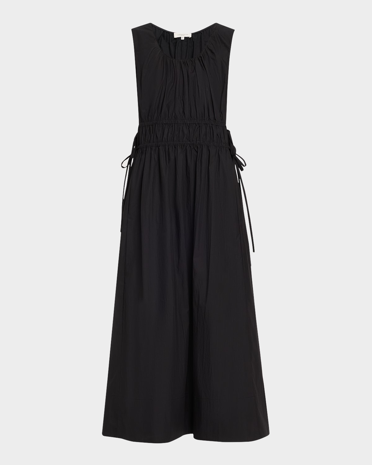 Lafayette 148 Sleeveless Gathered-waist Midi Dress In Black