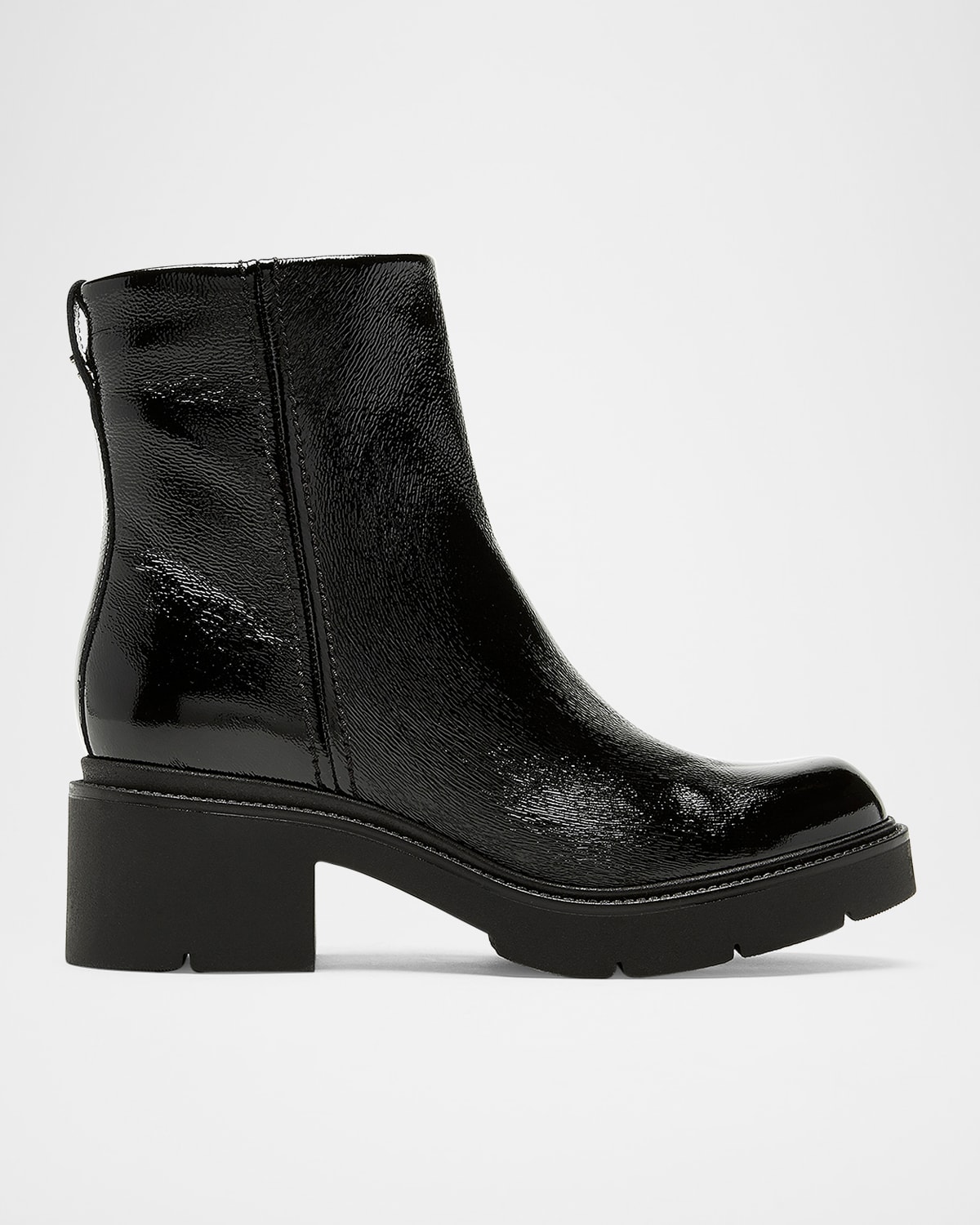 La Canadienne Alec Crinkle Leather Lug-sole Ankle Booties In Black