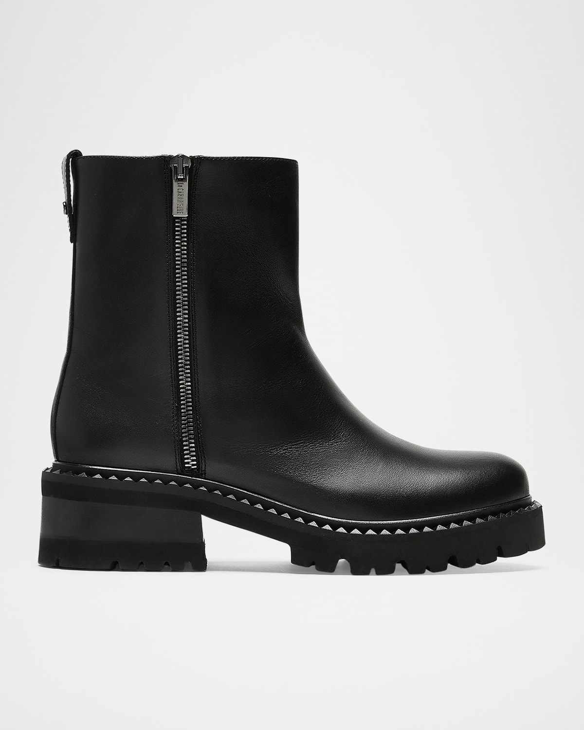 La Canadienne Leather Dual-zip Chunky Ankle Booties In Black