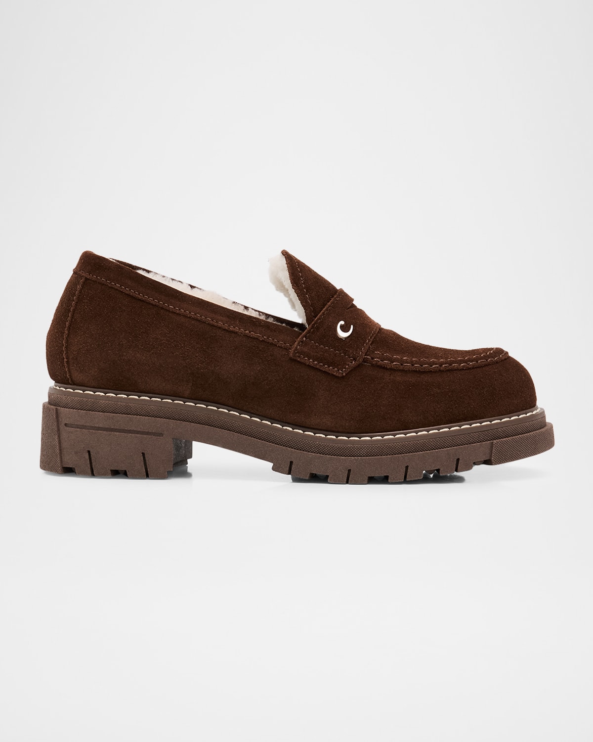 La Canadienne Donny Suede Platform Penny Loafers In Brown
