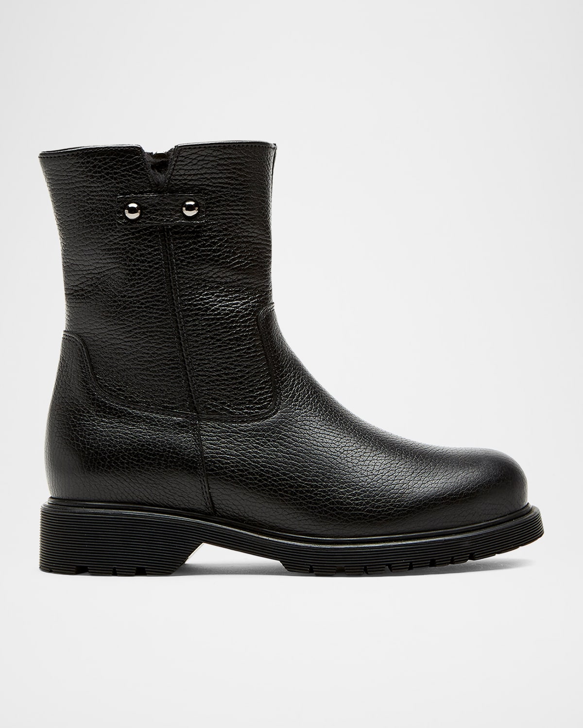 La Canadienne Hogan Shearling-lined Pebbled Leather Booties In Black