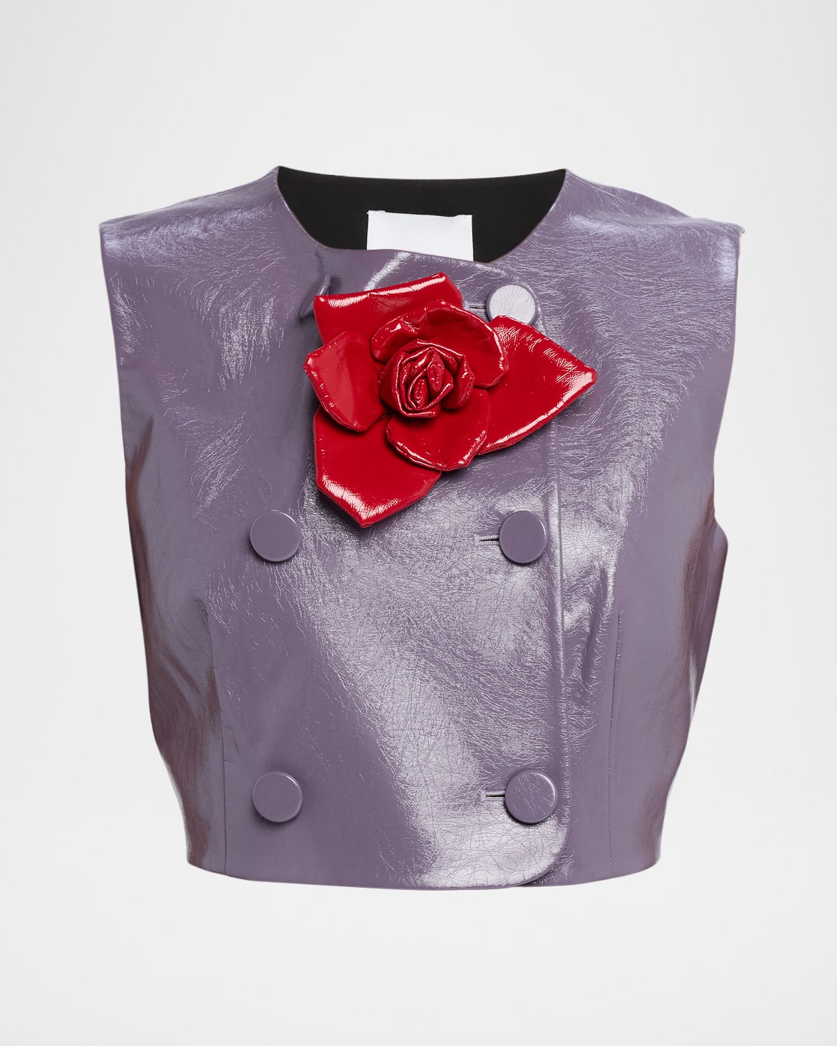 Aknvas Edie Vegan Leather Crop Top In Purple