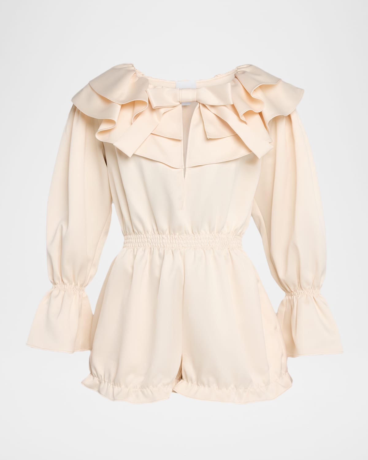 Aknvas Gemma Long-sleeve Satin Playsuit In White