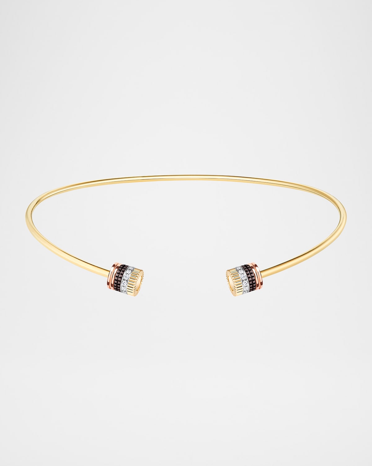 Boucheron Quatre Classique Open Necklace in Tricolor Gold with Brown PVD and Diamonds