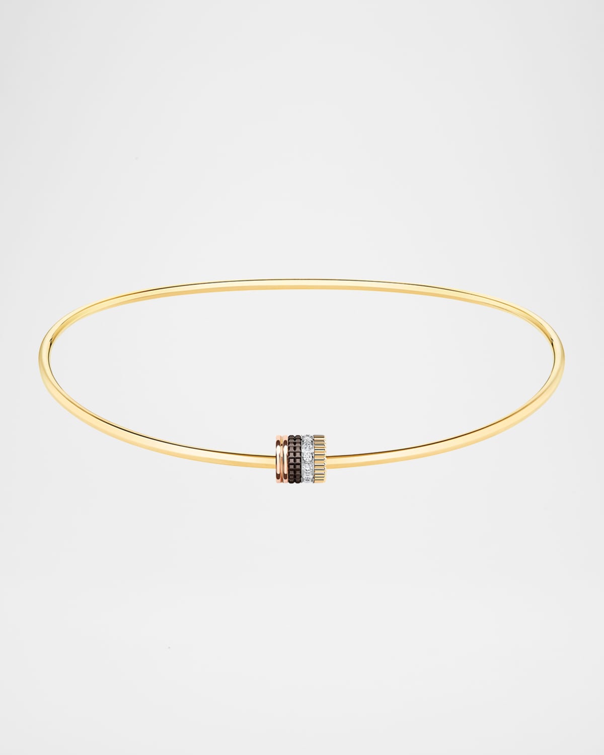 Quatre Classique 18K Tricolor Gold Short Necklace with Diamonds and Brown PVD