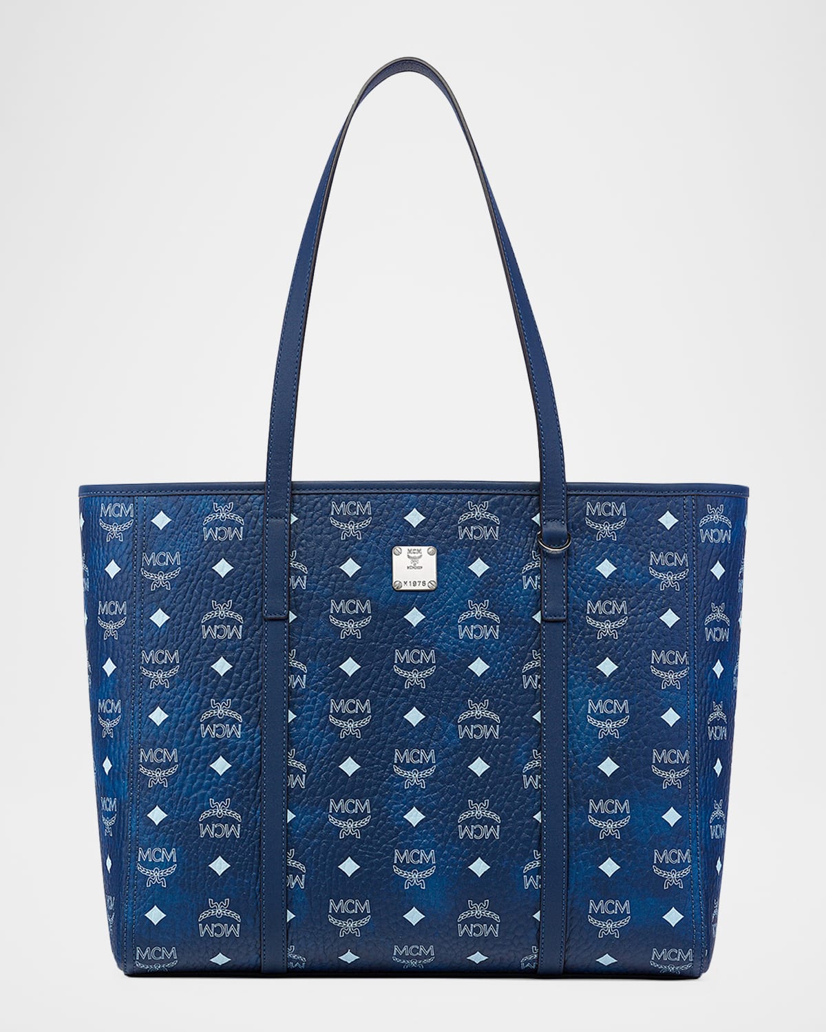 Mcm Toni Visetos Monogram Canvas Top-zip Tote Bag In Blue
