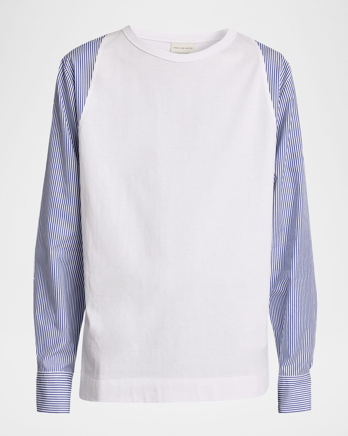 Dries Van Noten Heston Long Sleeve Striped T-shirt In White