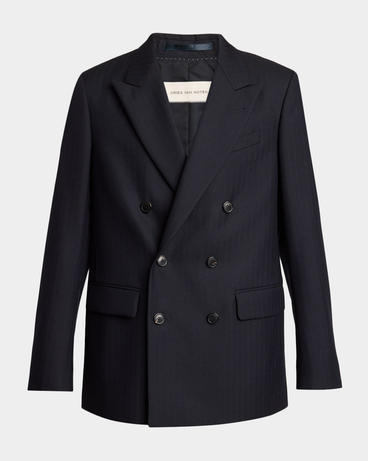 Dries Van Noten Men's Buforden Double-breasted Wool Jacket In Blue